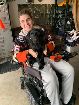 Zack Collie with a puppy