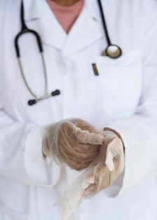 doctor wearing gloves