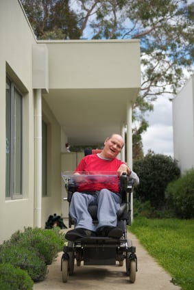 man outside in wheelchair