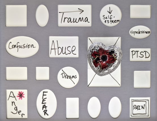 ceramic blocks with trauma words