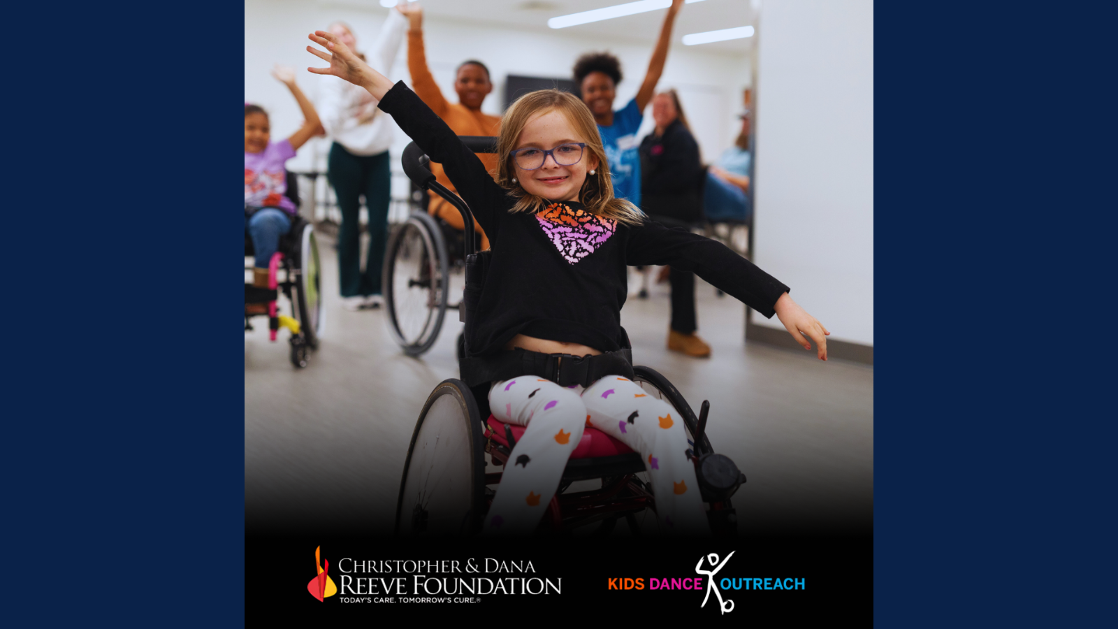Little girl in wheelchair dancing