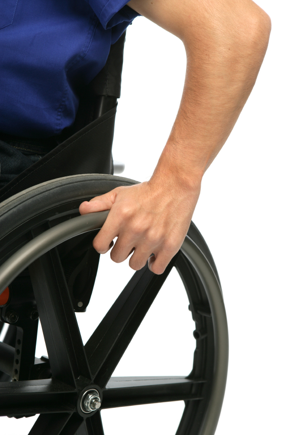 hand on wheelchair