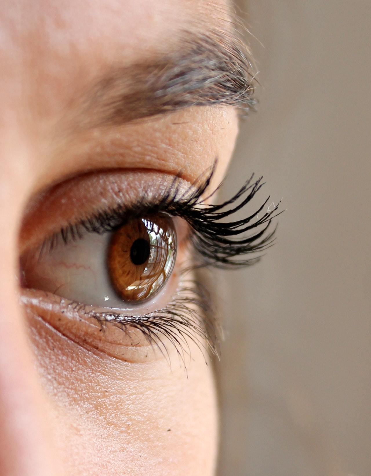 close up of someone's brown eye