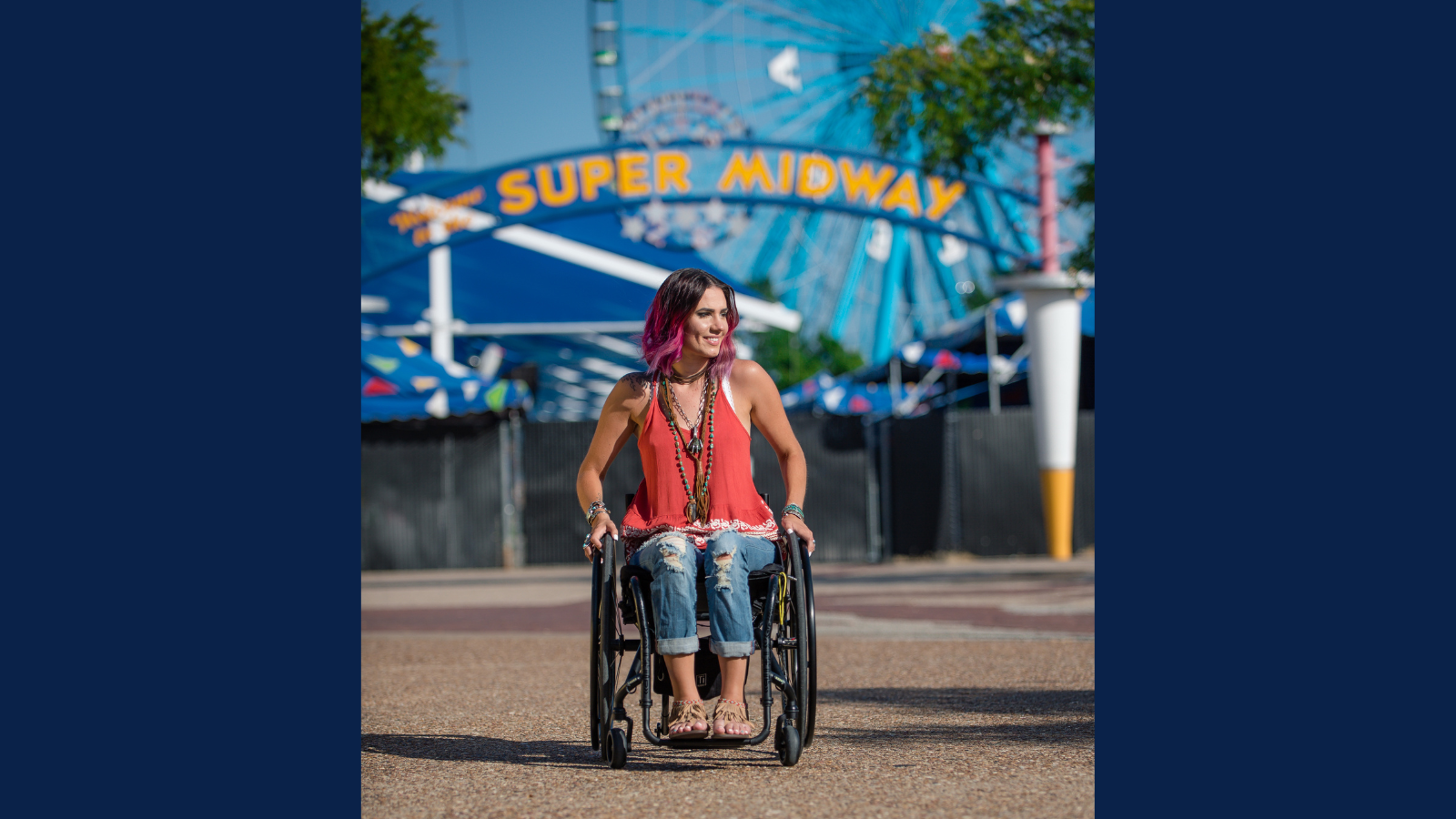 woman in wheelchair at fair