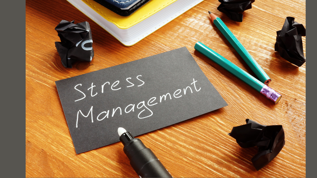 stress management written on a black card